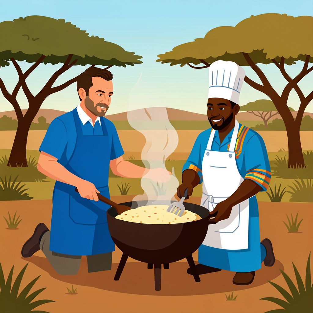 French President Macron Learns to Cook Ugali with Kenyan Celebrity Chef