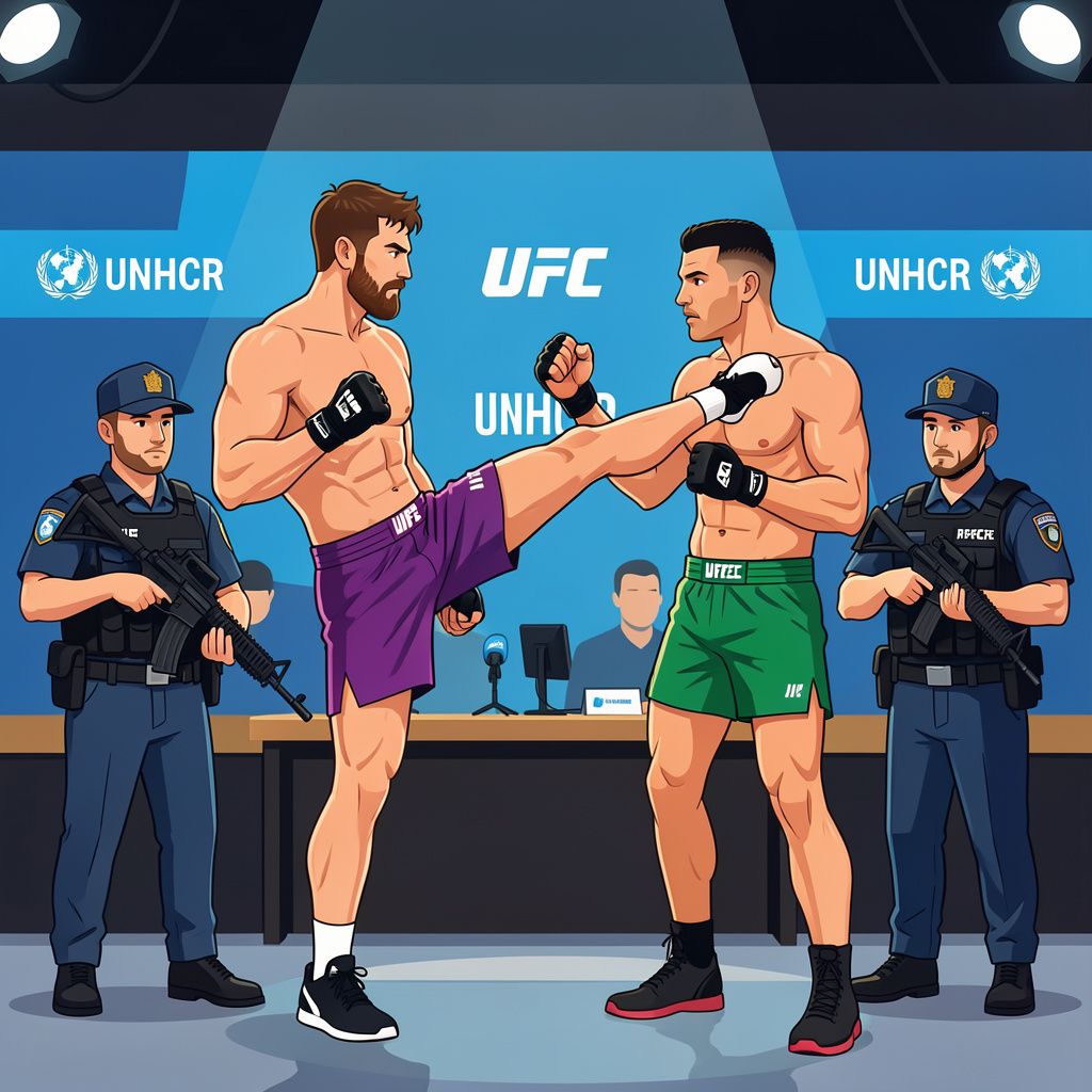 UFC Champion Kicks Rival Despite Armed Police at Press Conference